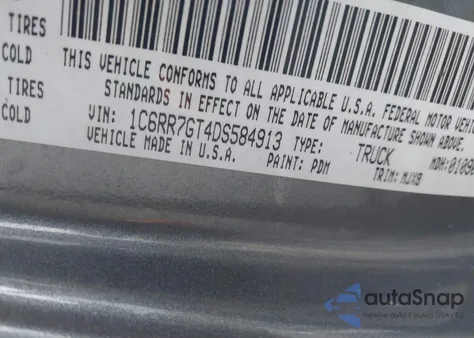 2013 Ram 1500 Outdoorsman из США, поврежденный, VIN 1C6RR7GT4DS584913